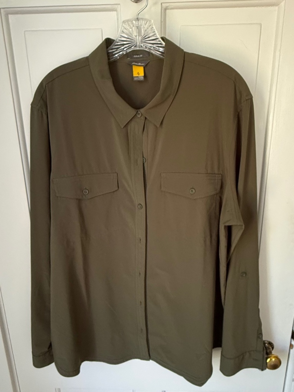 Eddie Bauer Women's Departure 3.0 LS Shirt - Olive Green, Size 2X